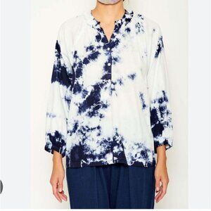 Raquel Allegra Sparrow Shirt Womens Small Blue Tie Dye Long Sleeve Top Blouse